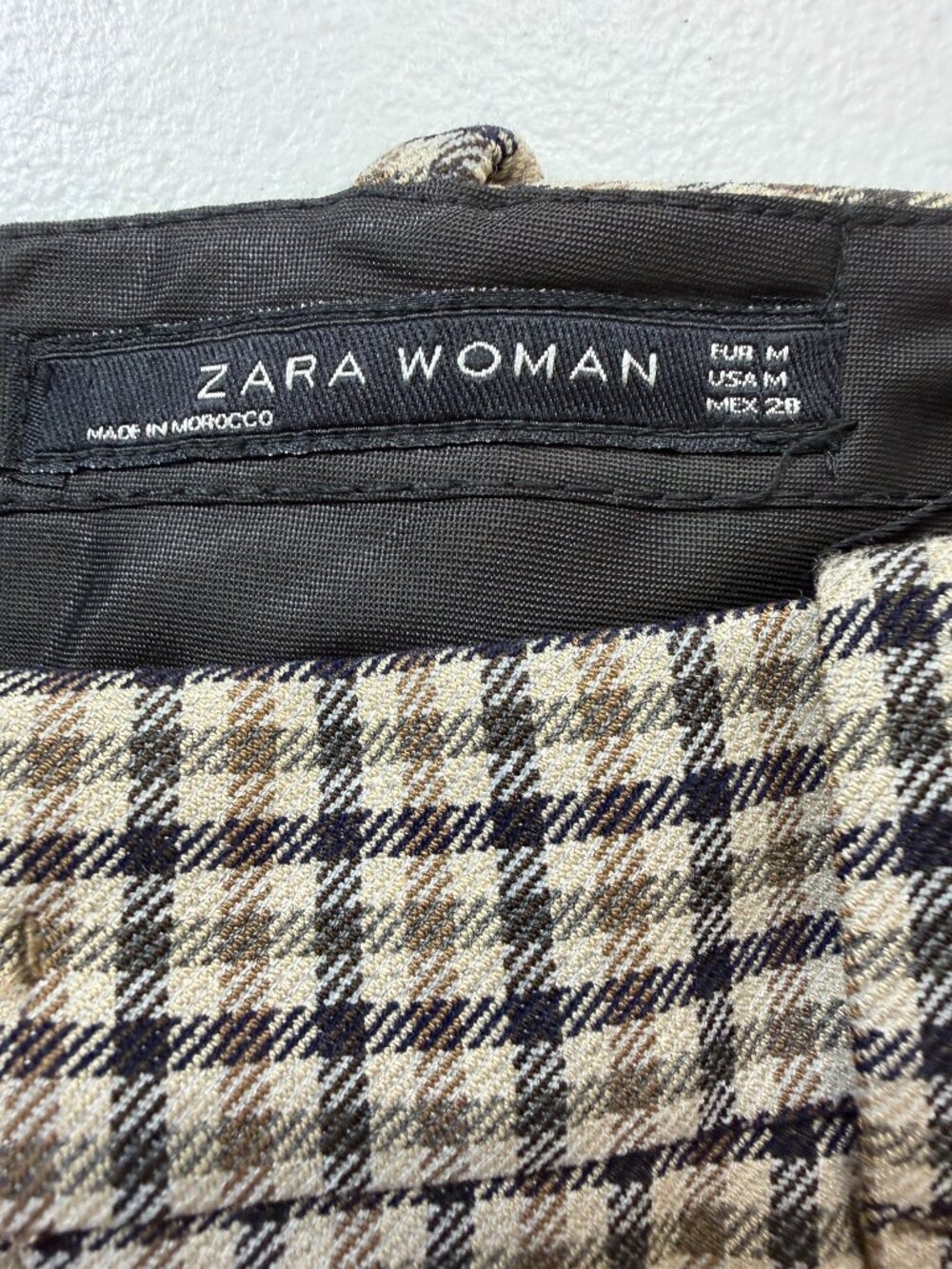 Zara Woman Plaid Ankle Pants Size M Cropped Slim Stretch Trousers Office NWT - Picture 2 of 8